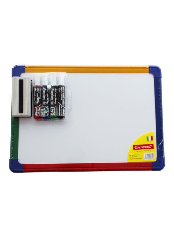 A3 Size Double Sided Magnetic Whiteboard With Markers And Duster Multicolour