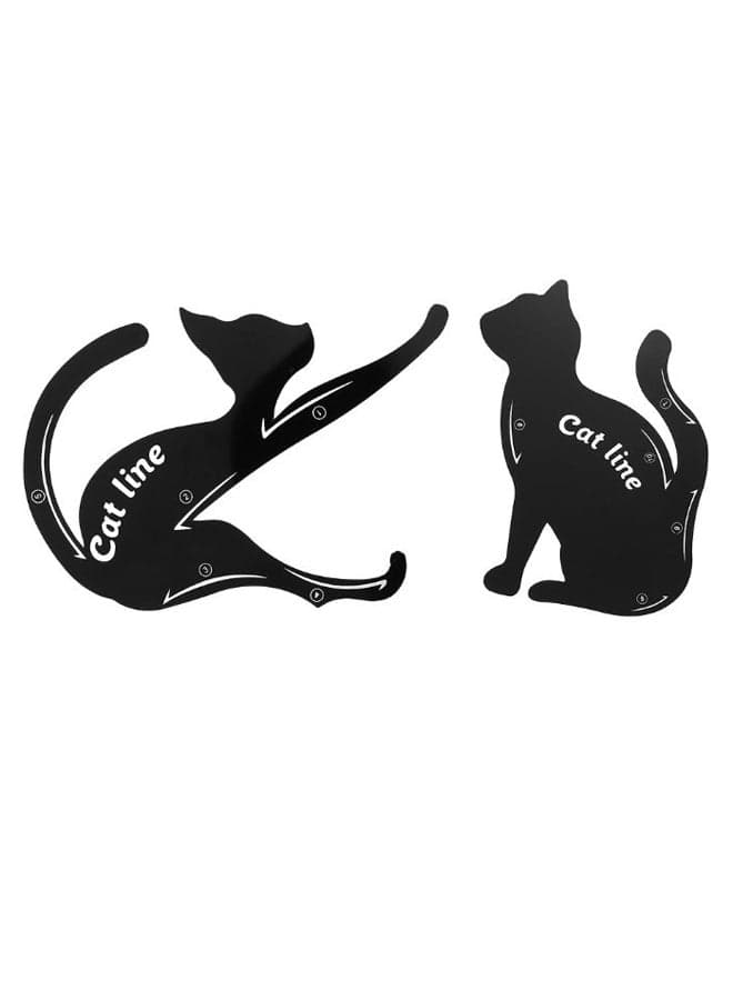 2-Piece Cat Line Eyeliner Stencils Set Black/White