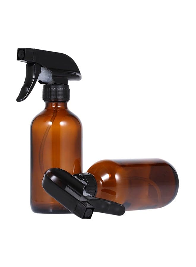 2-Piece Glass Fine Mist Atomizer Hairdressing Spray Bottle With Cap Brown/Black