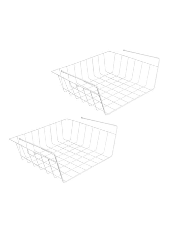 2-Piece Under Shelf Basket Set White 12x13x5.4inch