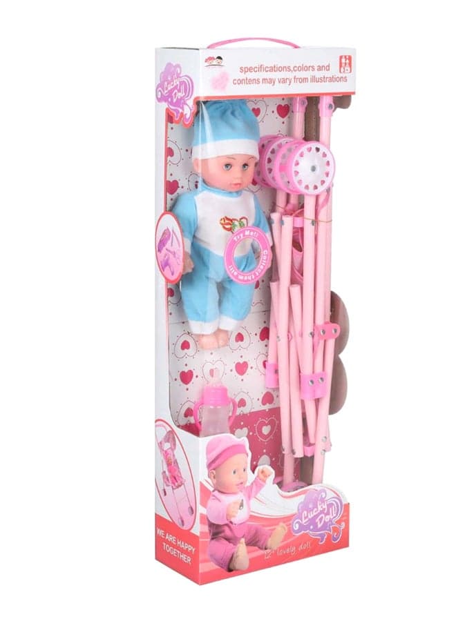 Baby Doll With Stroller And Milk Bottle 12inch