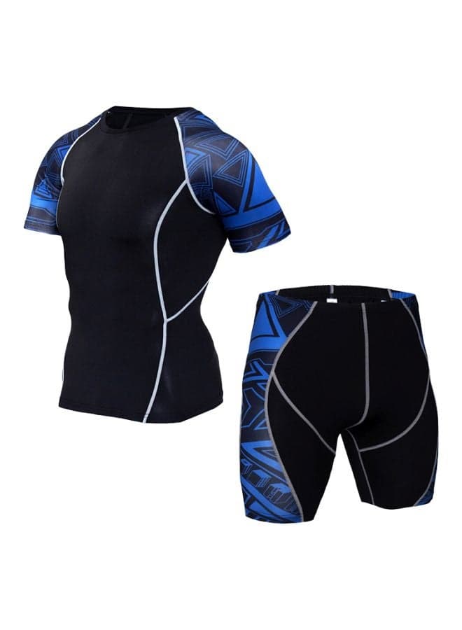 2-Piece Short Sleeves Riding Set M