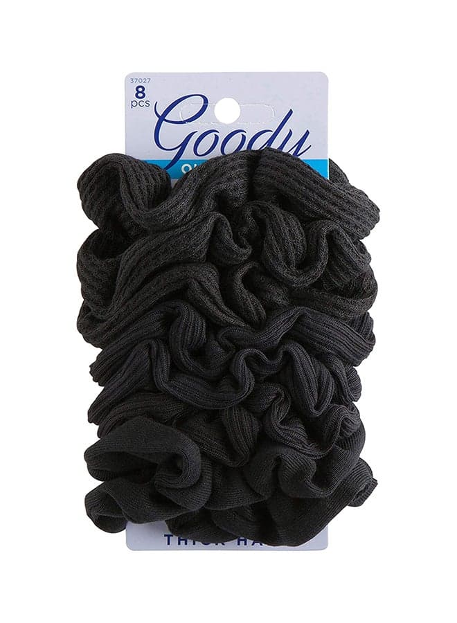 8-Piece Scrunchie Elastics Black 16.5cm