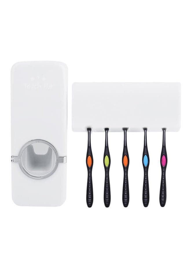 Automatic Toothpaste Dispenser And Toothbrush Holder Set White