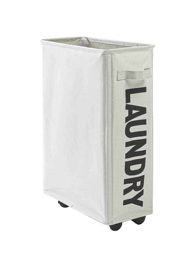 Foldable Laundry Basket With Universal Wheels White 43x10x21cm