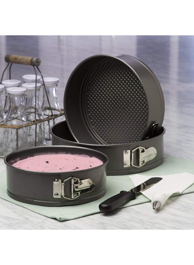 3-Piece Non-Stick Round Cake Mould Set Dark Grey 3.28x7cm