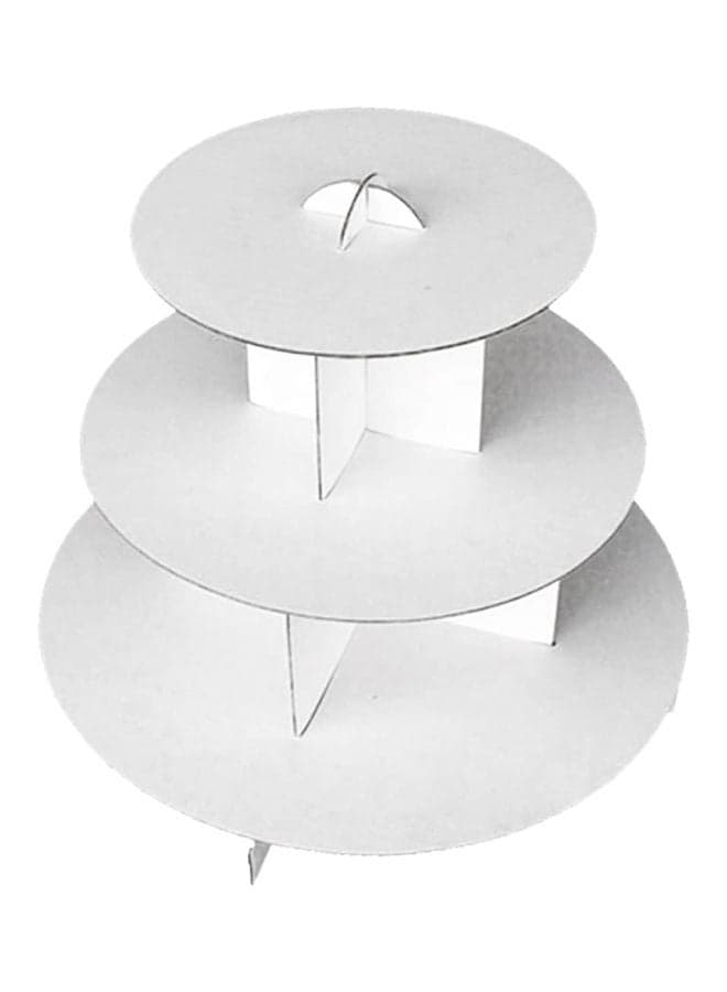 3-Tier Cardboard Cupcake Stand White 10x12inch