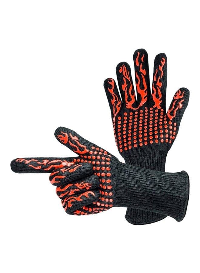 Pair Of Barbecue Gloves Black/Red 13.78x7.09x0.39inch