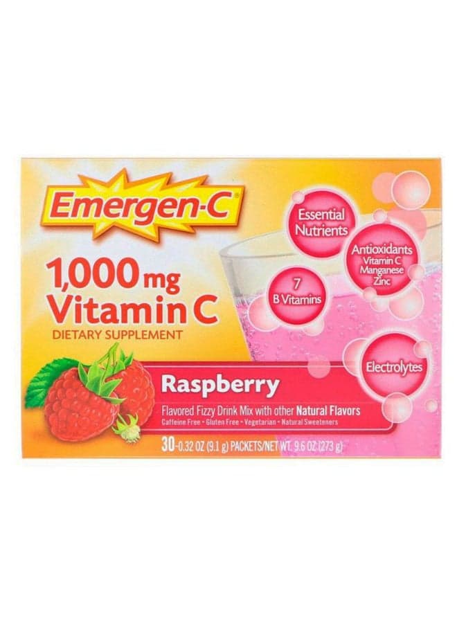 Pack Of 30 Raspberry Flavour Fizzy Drink Mix Vitamin C Supplement