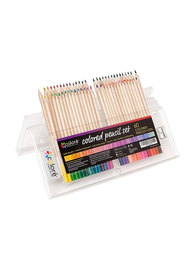 60-Piece Wooden Colored Drawing Pencil Set multicolour
