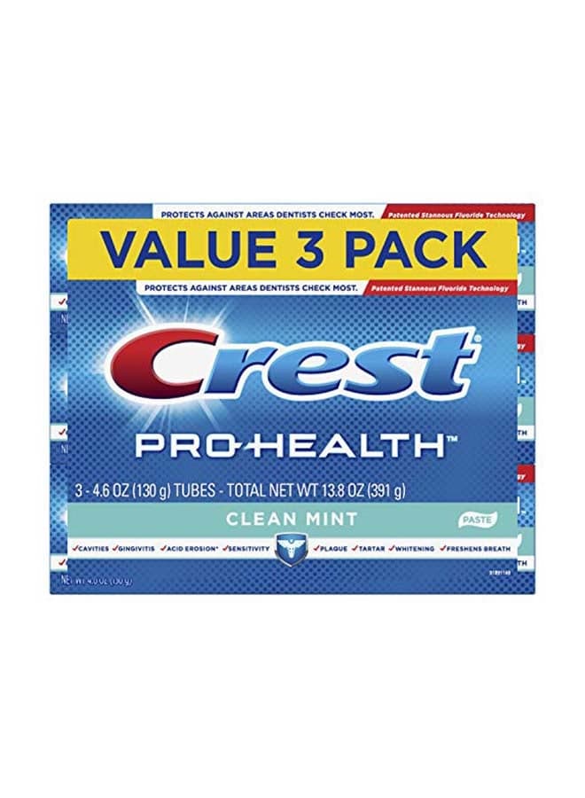 Pack Of 3 Pro-Health Smooth Formula Clean Mint Toothpaste White