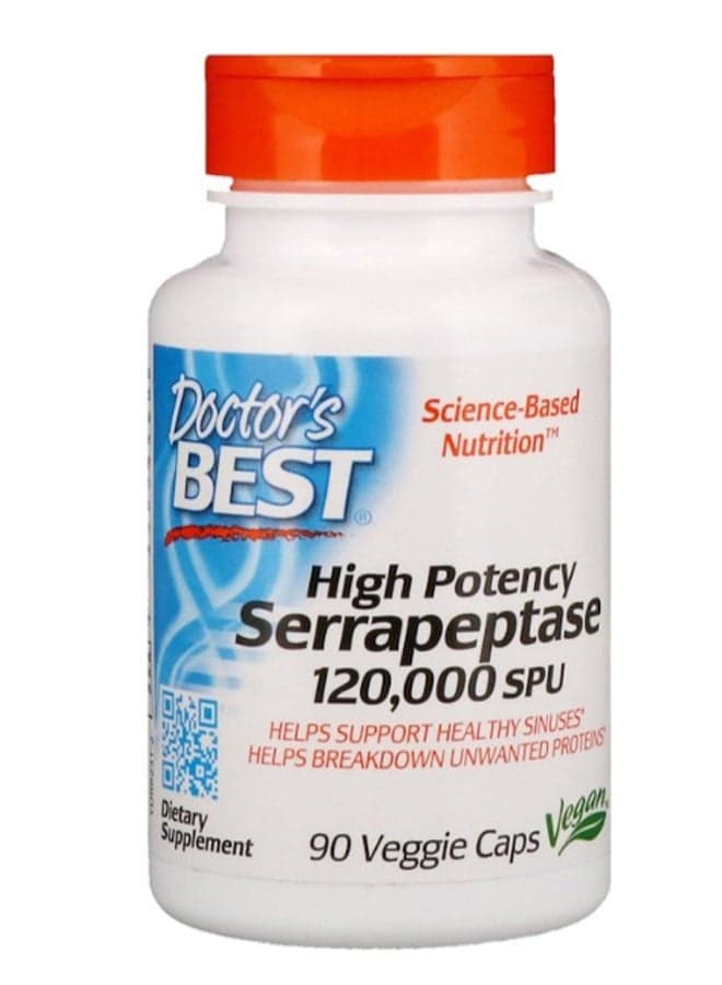 High Potency Serrapeptase 120000 SPU - 90 Veggie Caps