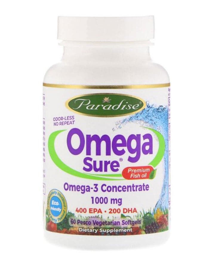 Omega Sure Omega 3 Concentrate - 60 Pesco Vegetarian Softgels
