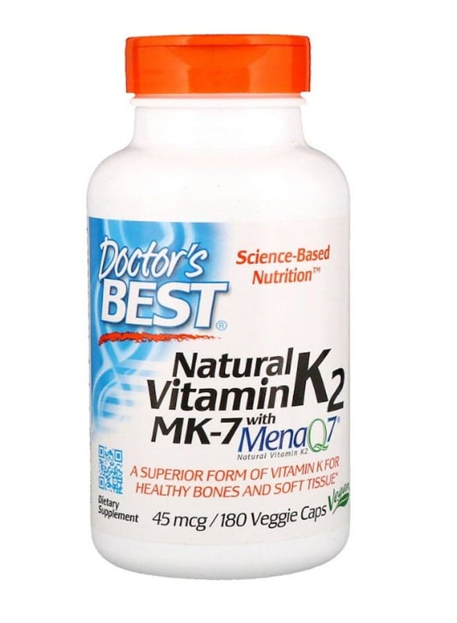 Natural Vitamin K2 MK 7 With MenaQ7 - 180 Capsules