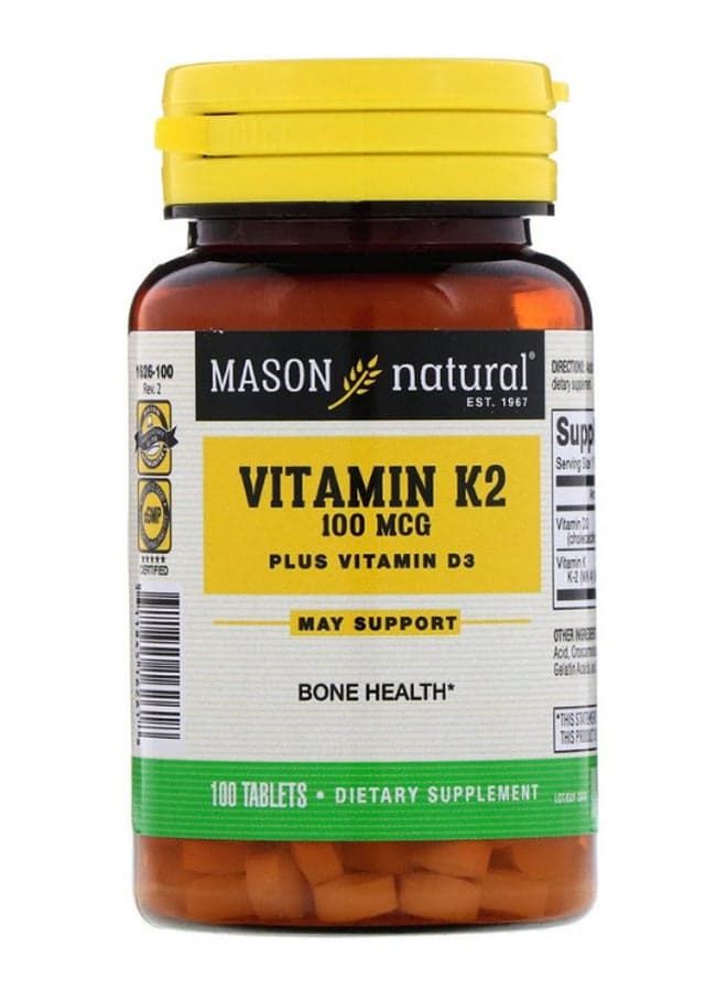 Vitamin K2 Plus D3 Dietary Supplements 100mcg - 100 Tablets