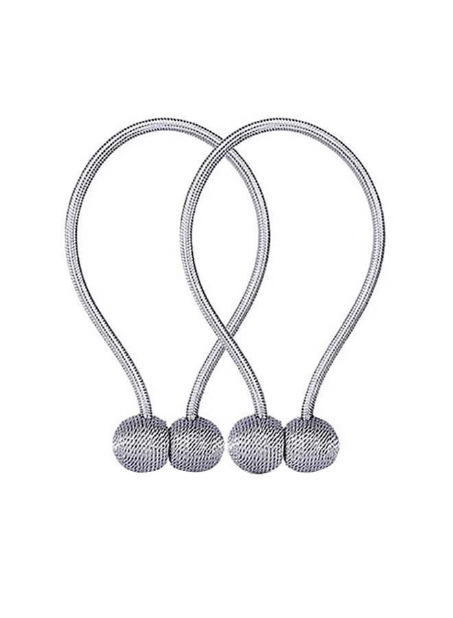 2-Piece Classic Design Magnetic Curtain Holder Silver 45centimeter