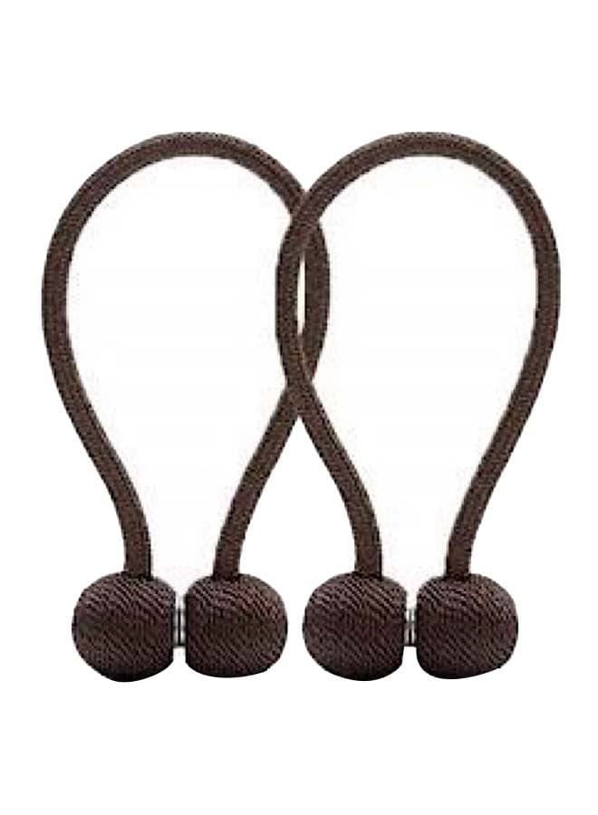2-Piece Solid Design Magnetic Curtain Holder Brown 45cm