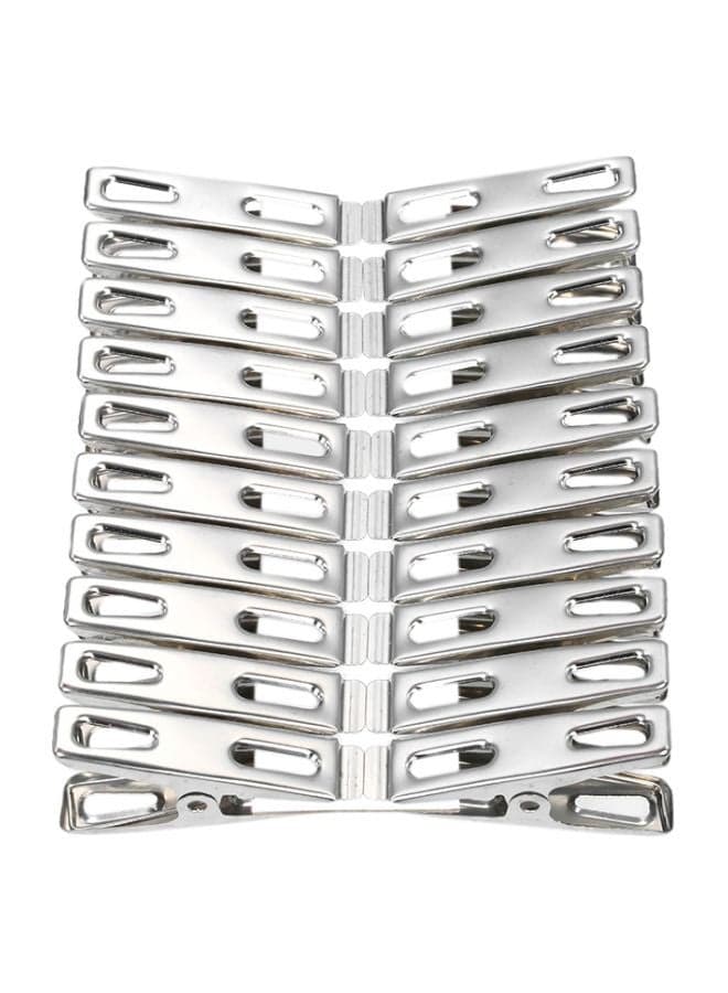 Pack Of 20 Stainless Steel Clothes Clip Silver 4.5cm