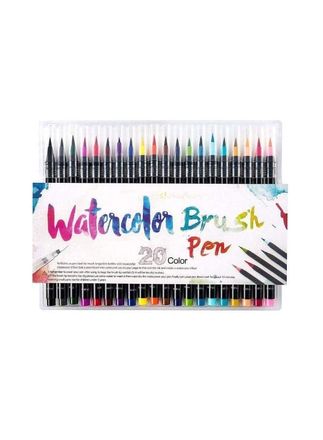 20-Piece Watercolour Brush Pens MTAD004 Multicolour
