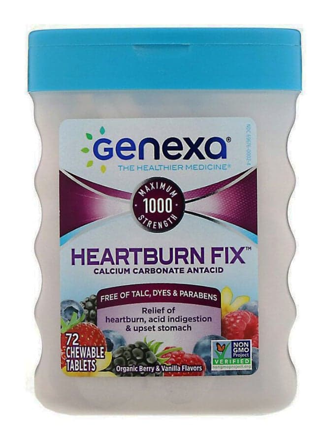 Organic Berry And Vanilla Heartburn Fix Carbonate Antacid, - 72 Chewable Tablets