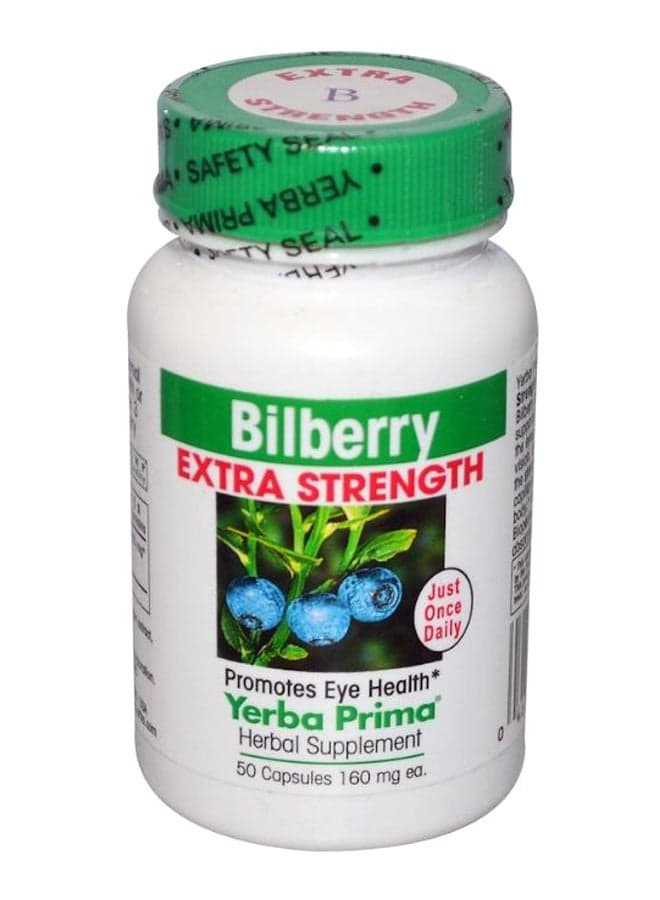 Bilberry Extra Strength Herbal Supplement - 50 Capsules
