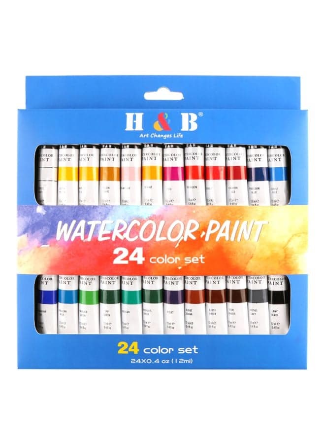 24-Piece Professional Watercolor Paint Set Multicolour