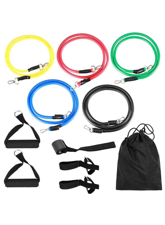 11-Piece Resistance Exercise Band Set With Bag 25 x 6cm