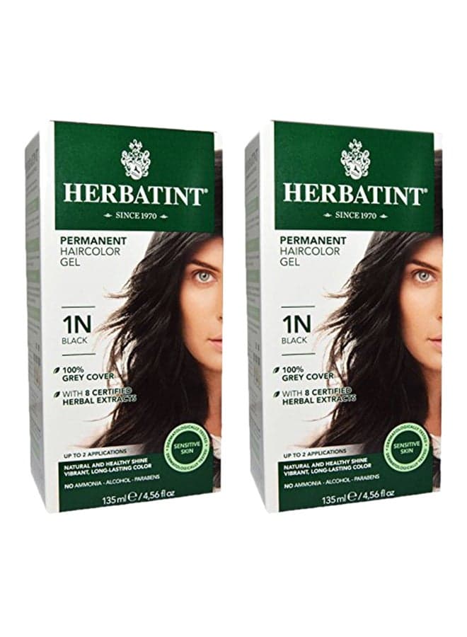 2-Piece Permanent Hair Colour Gel Black 2x135ml