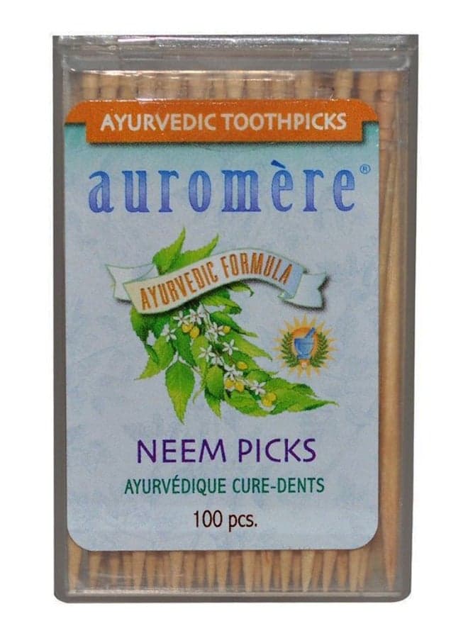 100-Piece Ayurvedic Neem Toothpick Set Brown