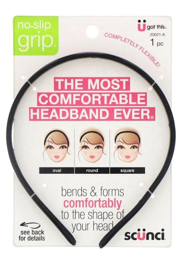 No Slip Grip Bendable Headband Black