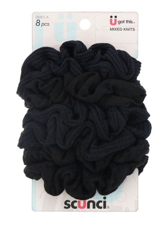 Pack Of 8 Mixed Knits Ponytail Black