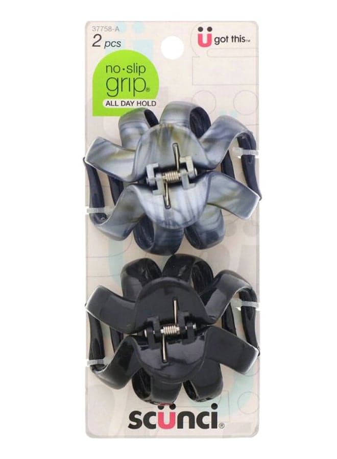 2-Pieces No Slip Grip All Day Hold Octopus Jaw Clips Set Black/Grey