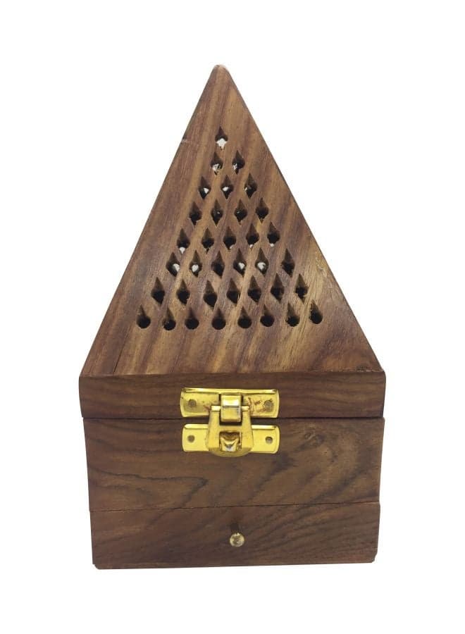 Pyramid Shape Incense Burner Holder Brown 15x9cm