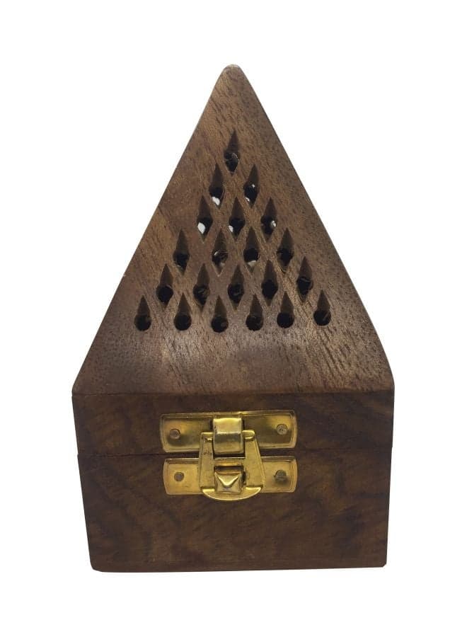 Pyramid Shape Incense Burner Holder Brown 12x7.5cm