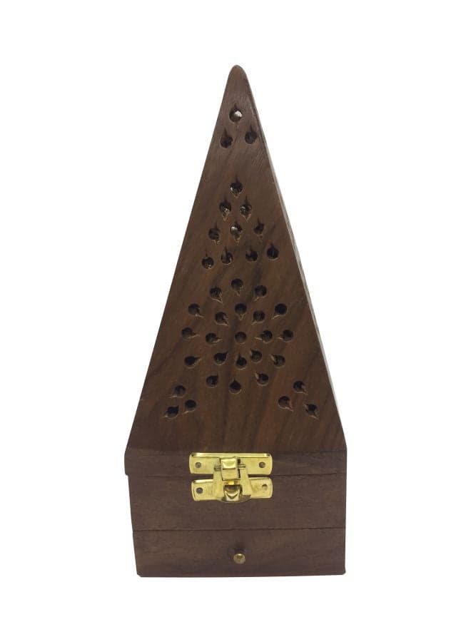 Pyramid Shape Incense Burner Holder Brown 20x9cm