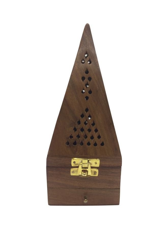Pyramid Shape Incense Burner Holder Brown 20x9cm