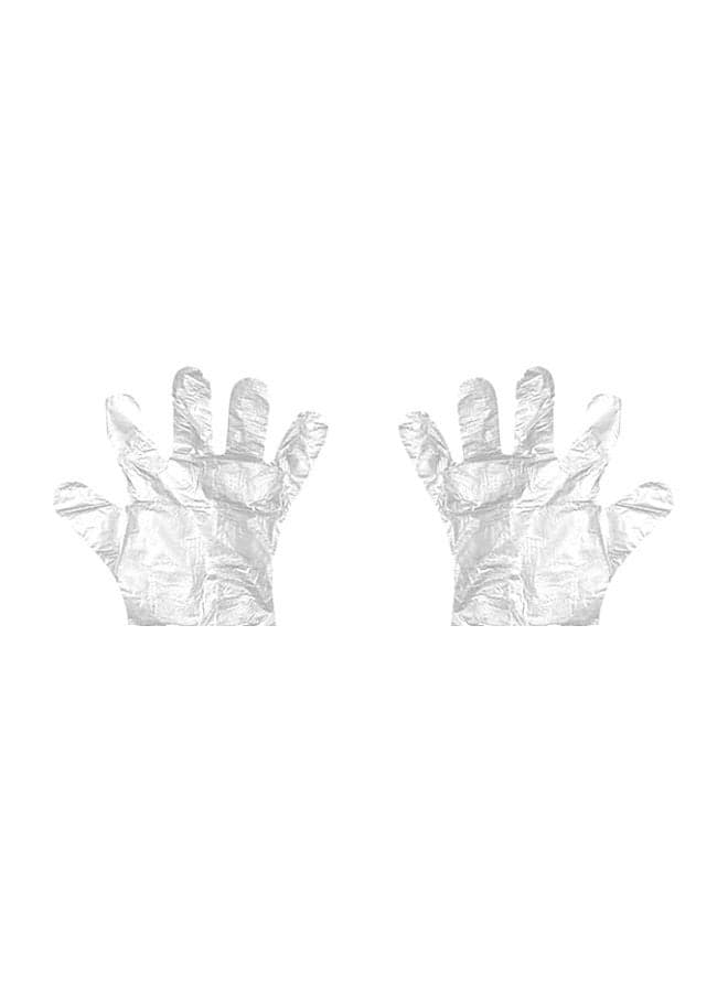 Pair of Disposable Plastic Gloves Clear L