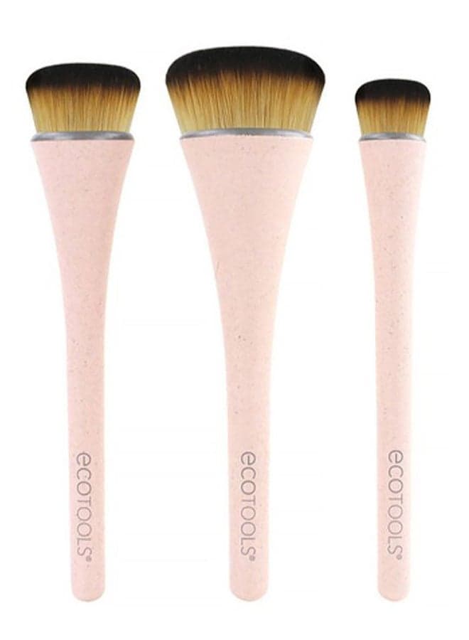 3-Piece Ultimate Blend Face Brush Set Pink/Brown