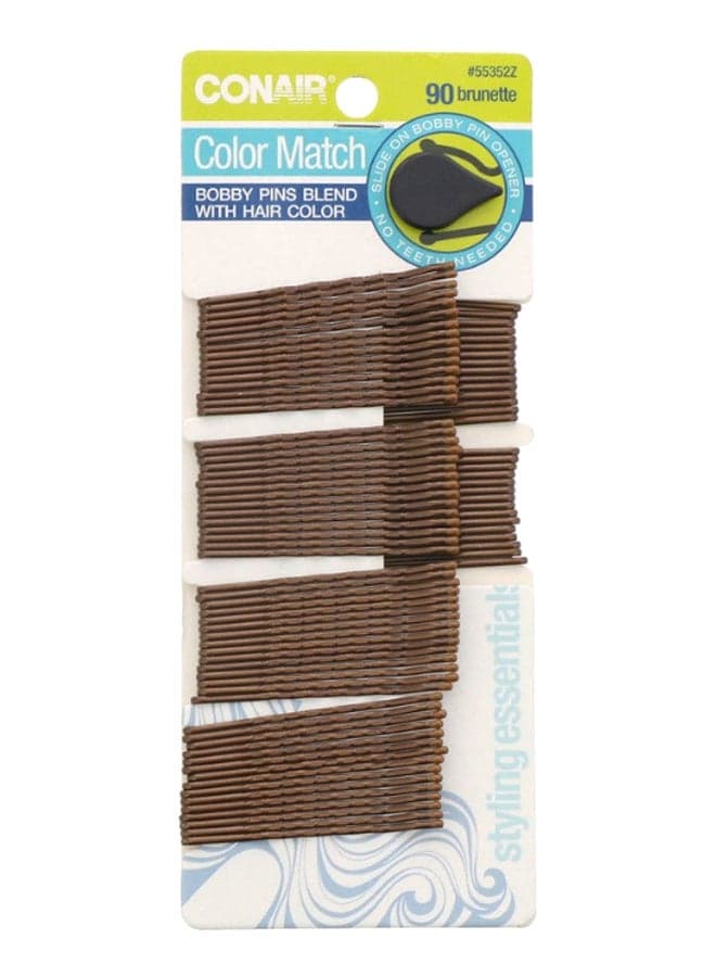 90-Piece Colour Match Bobby Pins Set Brown