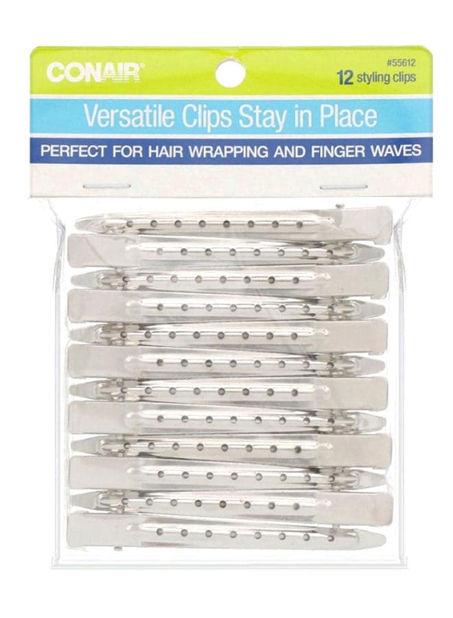 12-Piece Stay In Place Versatile Hair Clips Set Silver