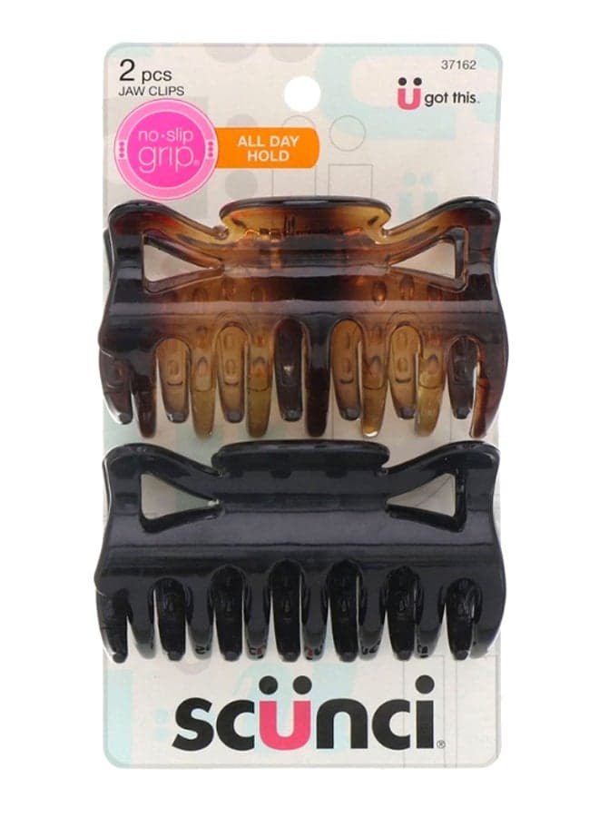2-Piece No Slip Grip Jaw Hair Clips Set Brown/Black