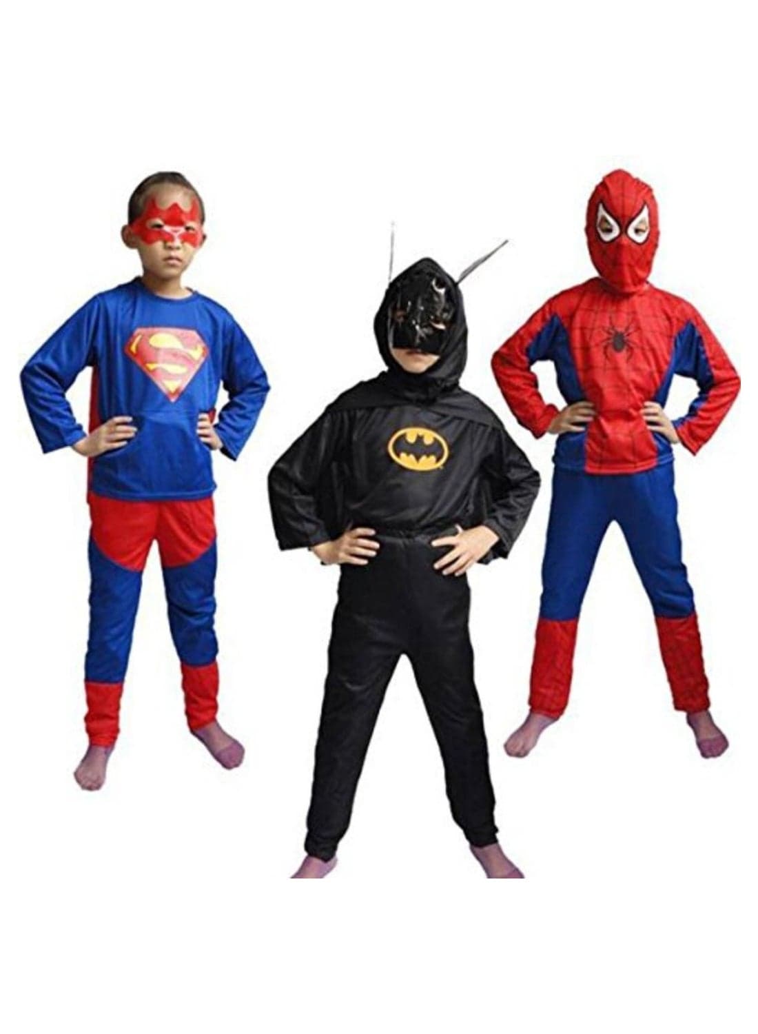 Spiderman, Superman And Batman Style Costume TriSet, 4 - 6 Years