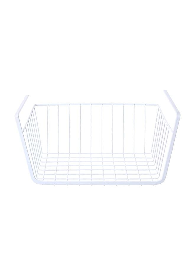 Metal Wire Under Shelf Hanging Storage Basket White 32cm