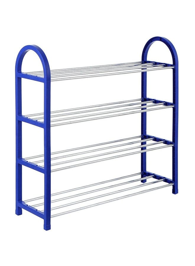 4-Tier Shoe Rack Storage Organizer Blue/Silver 58cm