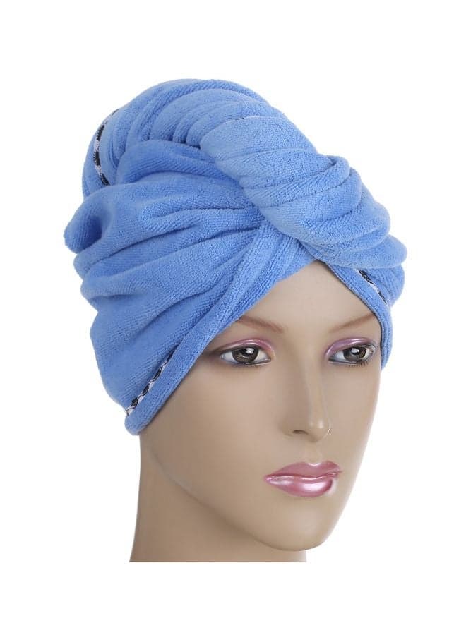 2-Piece Hair Drying Towel Set Blue 25cm