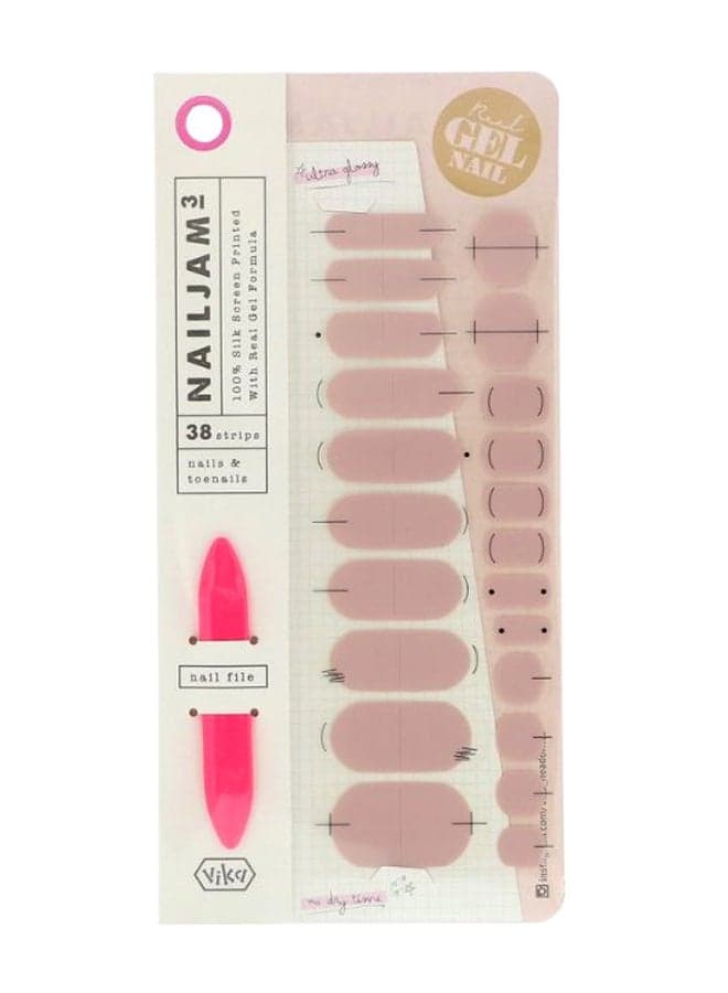 38-Piece Gel Nail And Toenails Strips Set Pink
