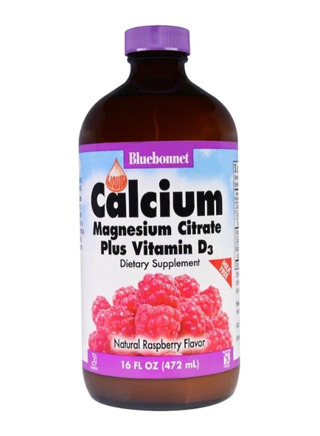 Natural Raspberry Flavour Liquid Calcium Magnesium Citrate Plus Vitamin D3