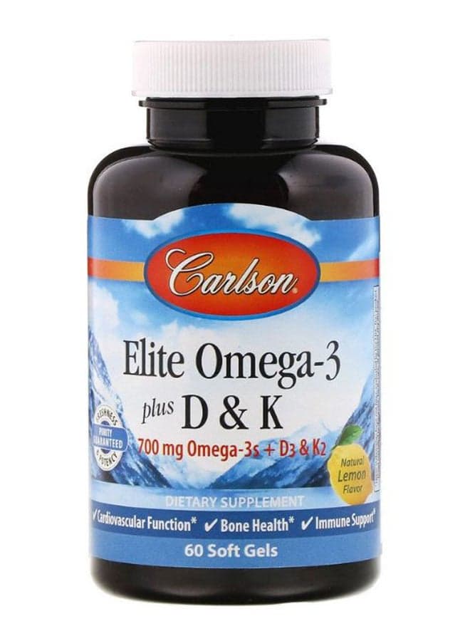 Natural Lemon Flavour Elite Omega-3 Plus D And K - 60 Softgels