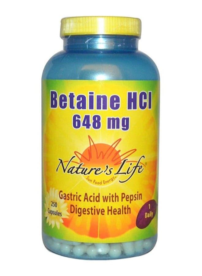 Betaine HCl Support Diegestive Health - 250 Capsules
