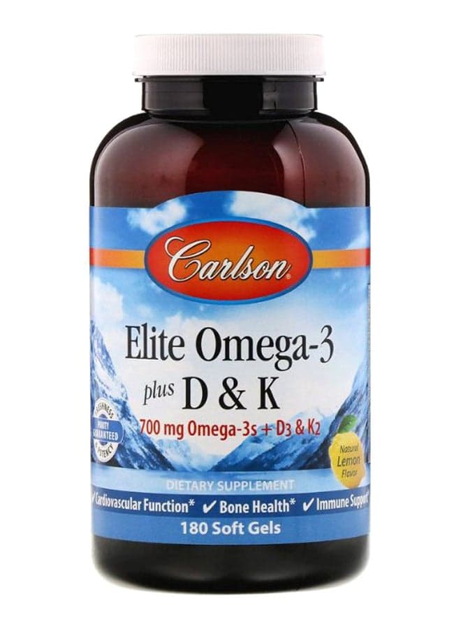 Natural Lemon Flavour Elite Omega-3 Plus D And K - 180 Softgels